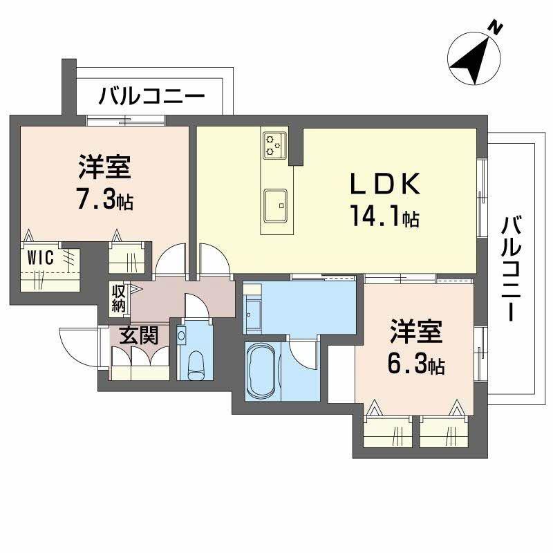 アーデルドルフ一社(2LDK/2階)の間取り写真