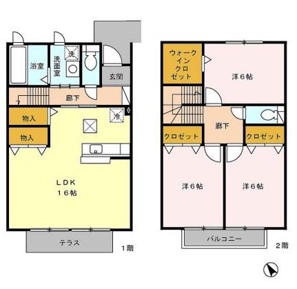ヒルズ上之屋(3LDK/1階)の間取り写真