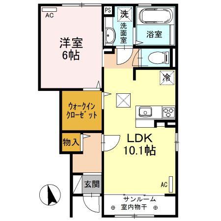 ルミナス桜(1LDK/1階)の間取り写真