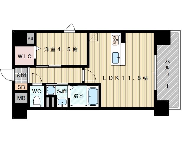 エムズセントラル上新庄(1LDK/7階)の間取り写真