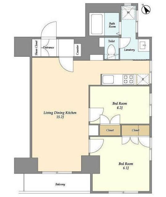 オープンブルーム王子(2LDK/12階)の間取り写真