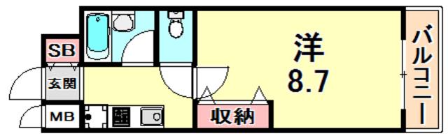 エスペランサ御影Ⅲ(1K/2階)の間取り写真