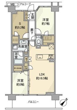プラウドシティ越中島 アクアテラス棟(2SLDK/5階)の間取り写真