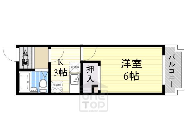 ブライトンヒルズ箕面(1K/2階)の間取り写真
