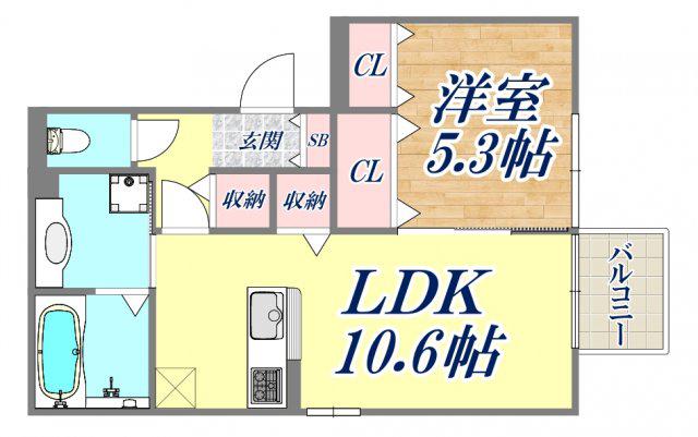 グリーンビラ高取山(1LDK/1階)の間取り写真
