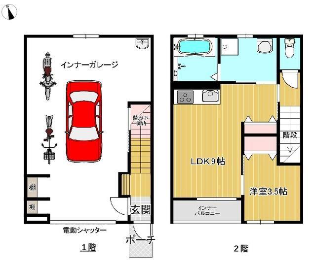 ガレージハウス FUJI PIT(1LDK/2階)の間取り写真