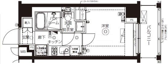 ZOOM上板橋(1K/4階)の間取り写真