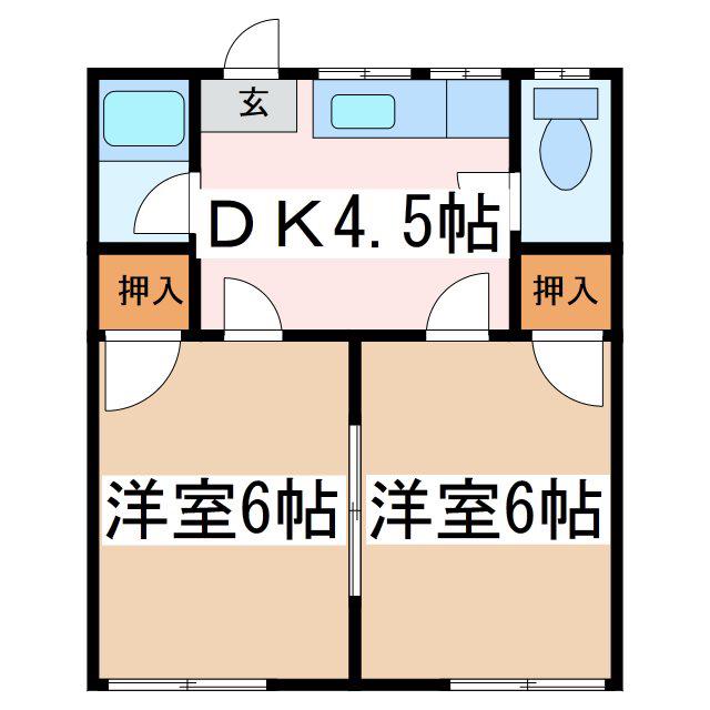フォーブル四季(2DK/1階)の間取り写真