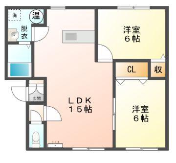 Mハイツ宮の森10(2LDK/1階)の間取り写真
