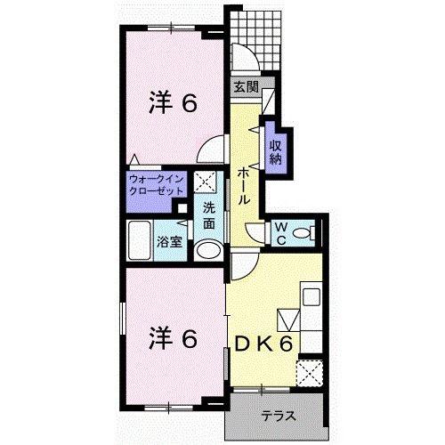 アヴァンツァート(2DK/1階)の間取り写真