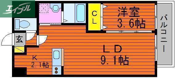 AXIS今(1LDK/6階)の間取り写真