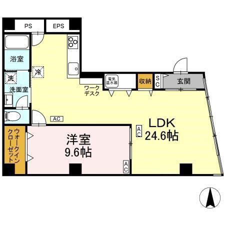 文具ハウスジャンボビル(1LDK/3階)の間取り写真