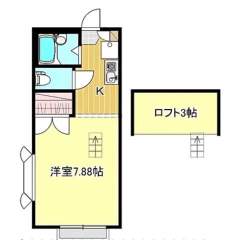 グリーンビューII(1K/1階)の間取り写真