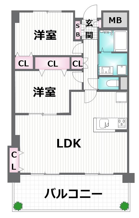 ISM大阪城公園(2LDK/11階)の間取り写真