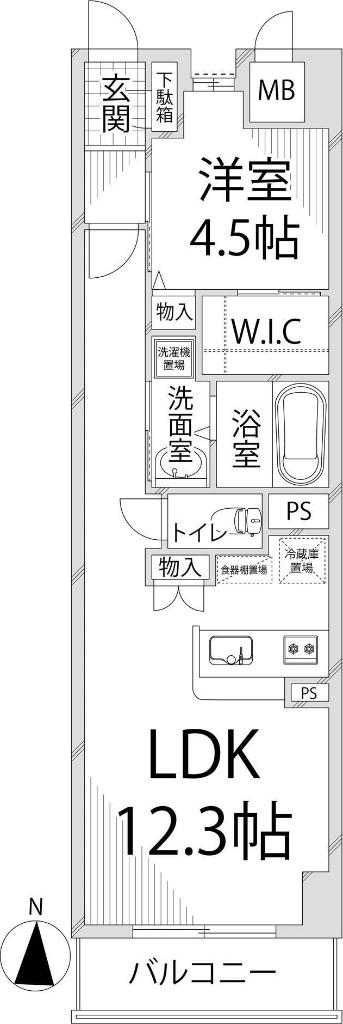 キャッスルコート土山(1LDK/2階)の間取り写真