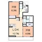 アジュールS(2LDK/1階)の間取り写真