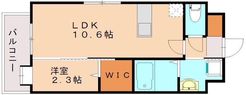 ルホソ山王(1LDK/6階)の間取り写真