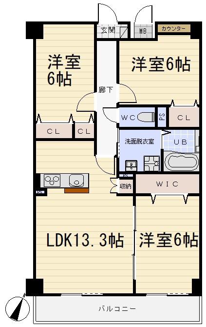アヴニール・シエル(3LDK/4階)の間取り写真