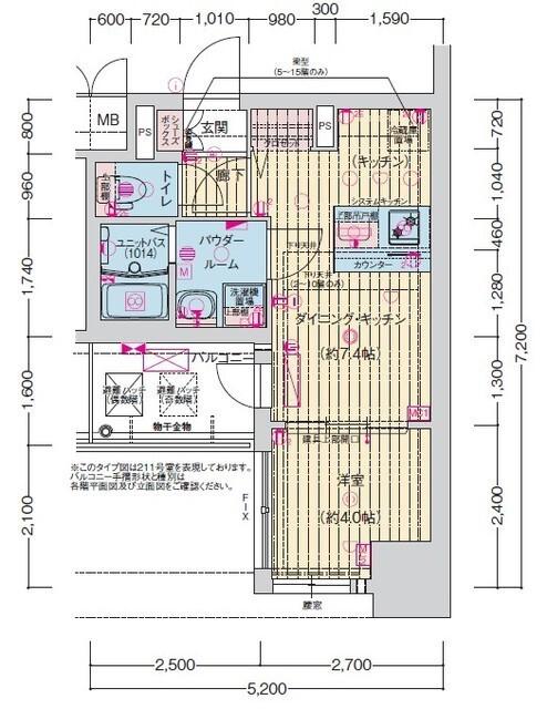 プレサンス今池駅前フェルディノ(1DK/13階)の間取り写真