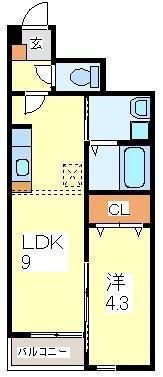 サンライズ矢巾(1LDK/1階)の間取り写真