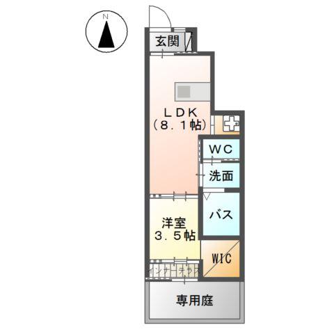 グレーシア皆春(1LDK/1階)の間取り写真