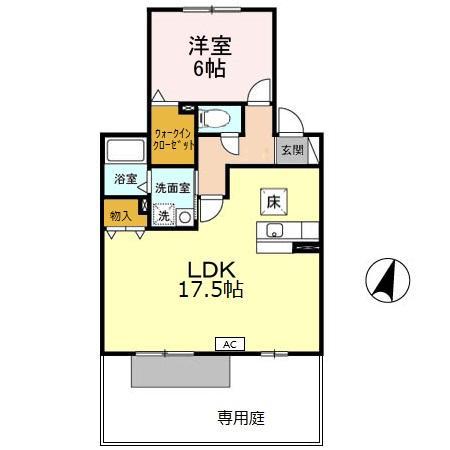 シャイン(1LDK/1階)の間取り写真