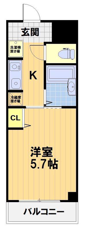 エクシード西院II(1K/2階)の間取り写真