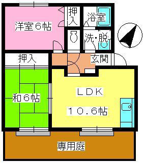 ラヴィタ城南(2LDK/1階)の間取り写真