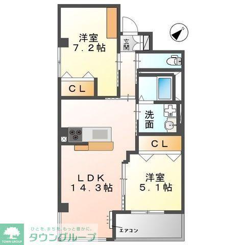インペリアル・M(2LDK/3階)の間取り写真