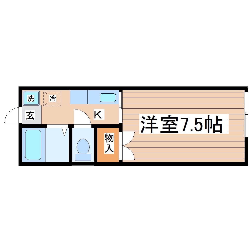 仙台市地下鉄南北線 富沢駅 徒歩17分 2階建 築39年(1K/2階)の間取り写真