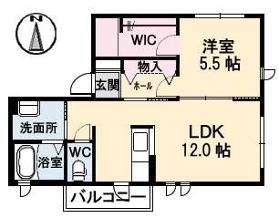 ドゥ・カショー エプ(1LDK/2階)の間取り写真