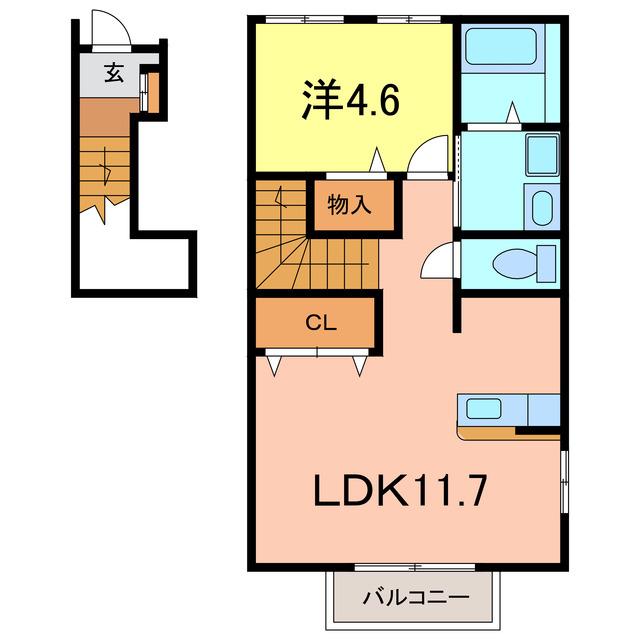 キャトル・キャトル(1LDK/2階)の間取り写真