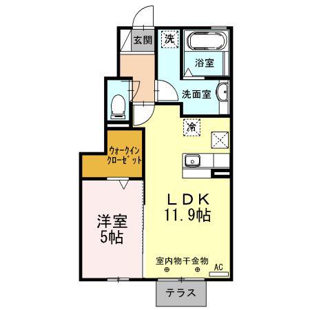 ラルーチェ A(1LDK/1階)の間取り写真