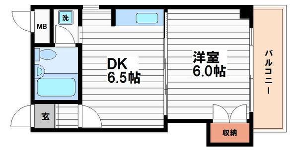 アバンティー玉造(1DK/4階)の間取り写真