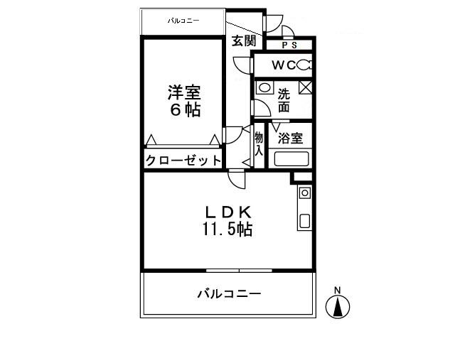 エクラン(1LDK/2階)の間取り写真