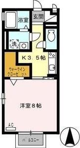リベルテ末広(1K/2階)の間取り写真