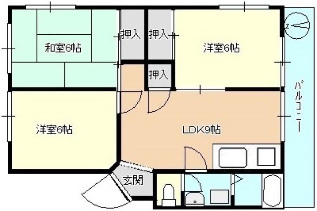 コーポ沖田(3DK/2階)の間取り写真