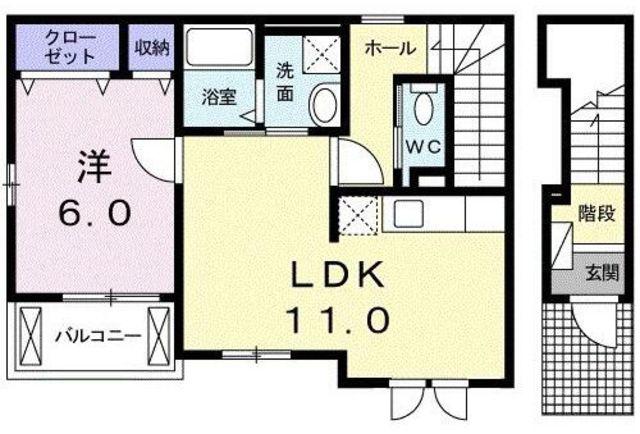 カレント(1LDK/2階)の間取り写真