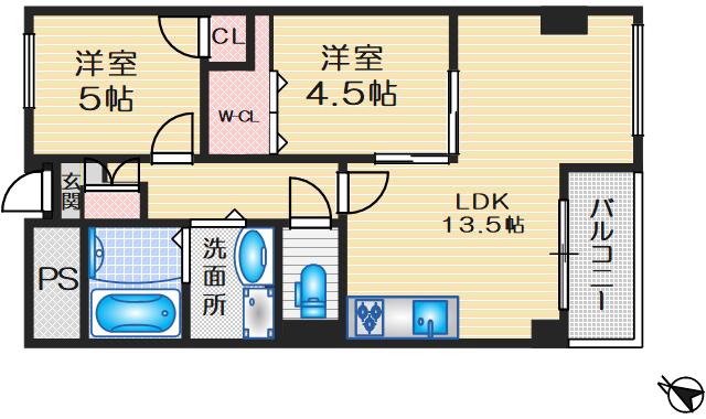 千里坂ノ木ハイツ(2SLDK/3階)の間取り写真