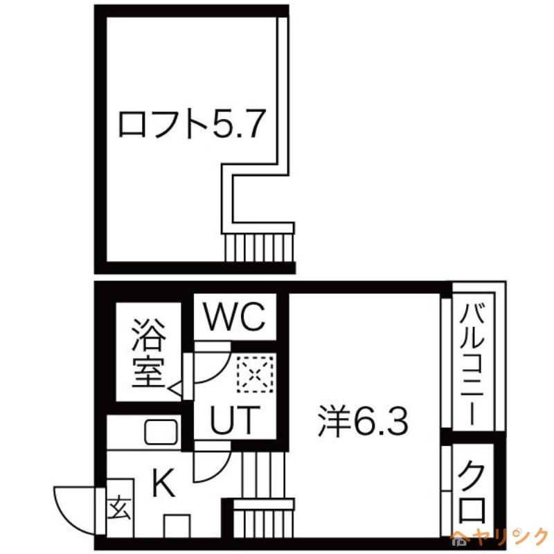 LINO(1K/1階)の間取り写真