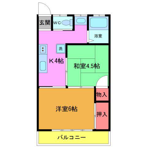 コーポ青野(2K/1階)の間取り写真