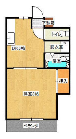 シャトレ新町(1DK/4階)の間取り写真