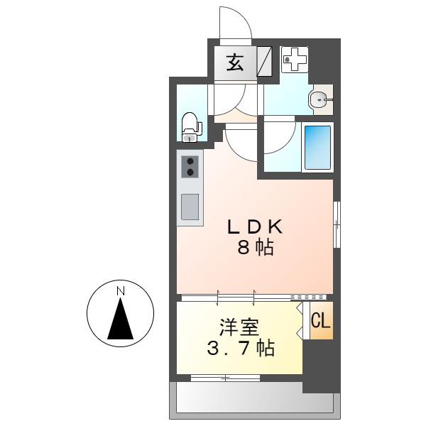 グランドゥール名駅西(1LDK/6階)の間取り写真