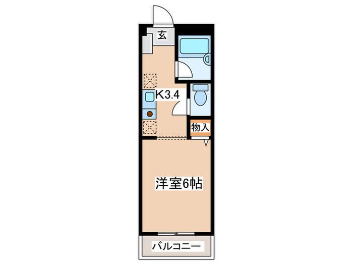 M.サンライフガーデン(1K/2階)の間取り写真