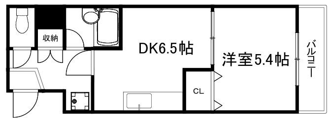 シャルムーズ二条高倉(1DK/5階)の間取り写真