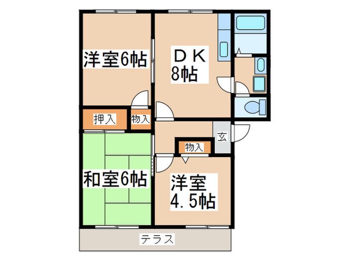 ドミールエビナ壱番館(3DK/1階)の間取り写真
