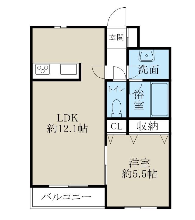 グランフィル紫竹山(1LDK/1階)の間取り写真