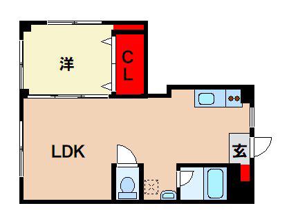 スリム太宰府(1LDK/1階)の間取り写真