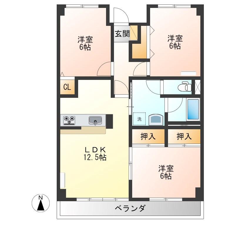 アーバンコートK(3LDK/3階)の間取り写真