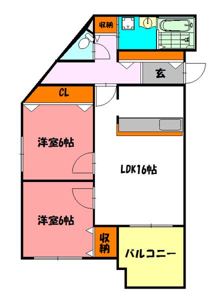 シーサイドパストラル林崎II(2LDK/2階)の間取り写真